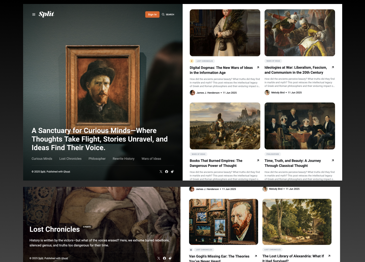 Split — Blog & Magazine Ghost Theme