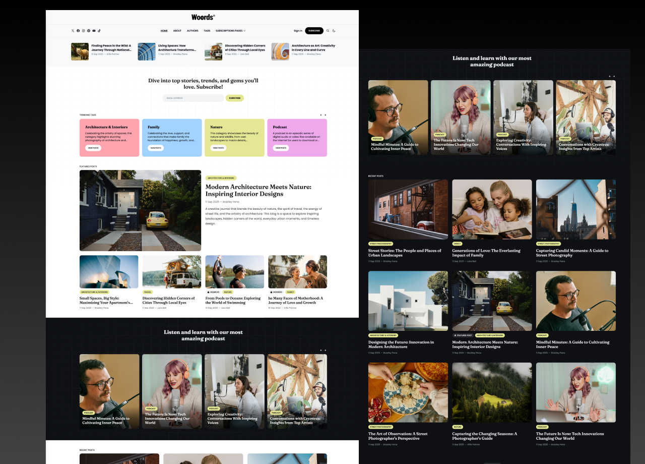Woords — Multipurpose Ghost Blog Theme