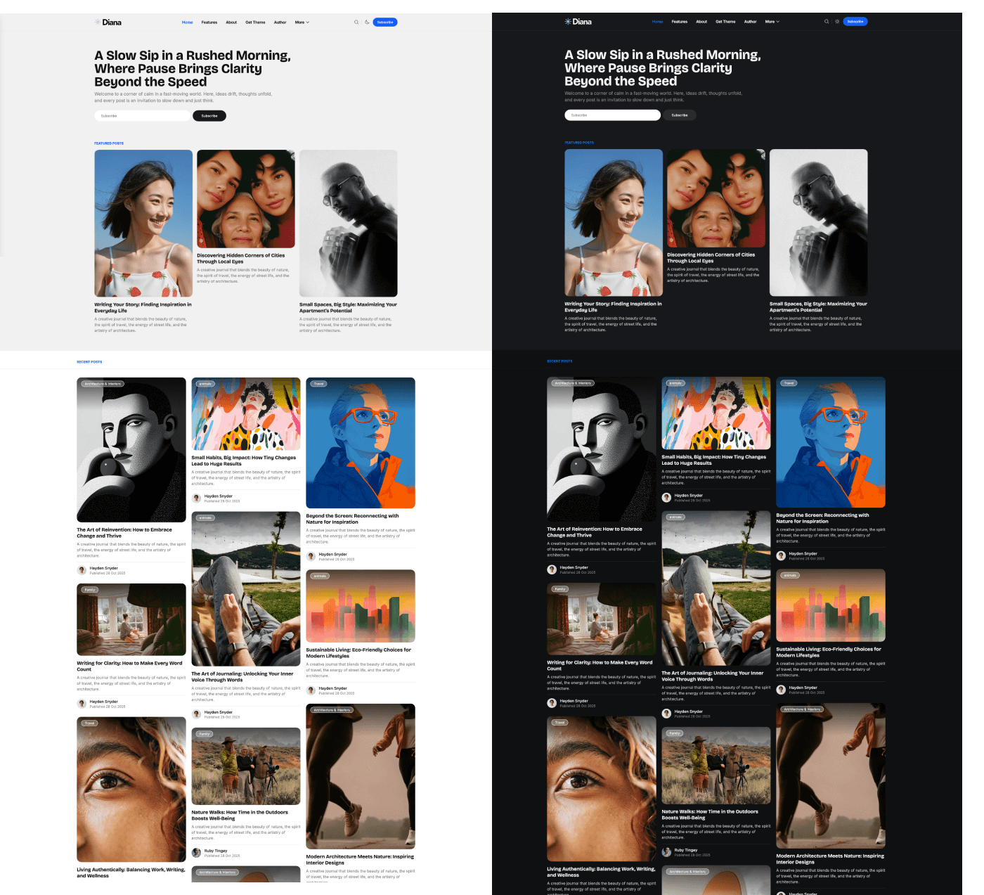 Diana — Blog & Magazine Ghost Theme 